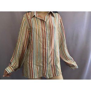 100% silk stripe blouse /top